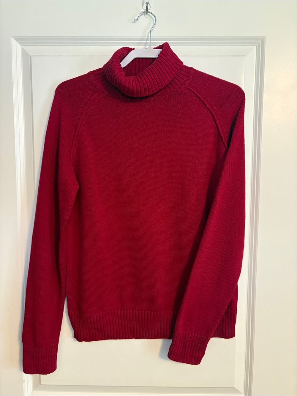 100% Cotton | JEANNE PIERRE | Vintage Red Turtleneck Sweater | Natural Fiber